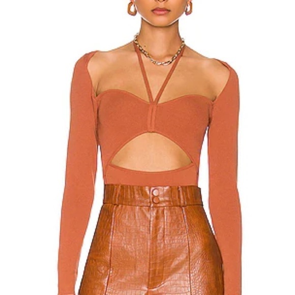 NWT Bardot Copper Maxwell Long Sleeve Cut‎ Out Knit Top Size L - Picture 1 of 9